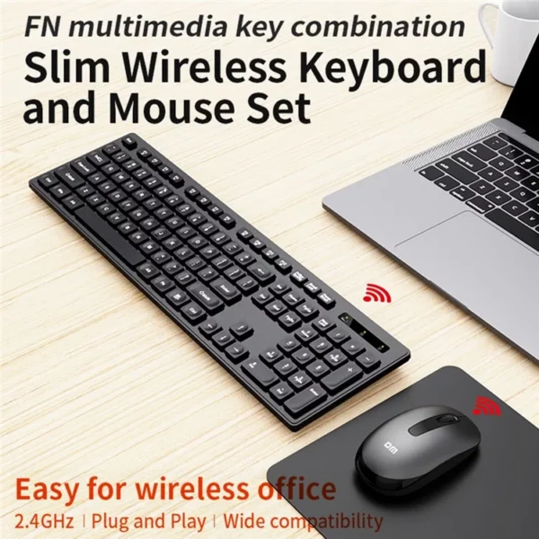 Kompleti i tastierës pa tela DM K12 me 104 çelësa dhe maus për laptopë desktop PC Office - Image 3